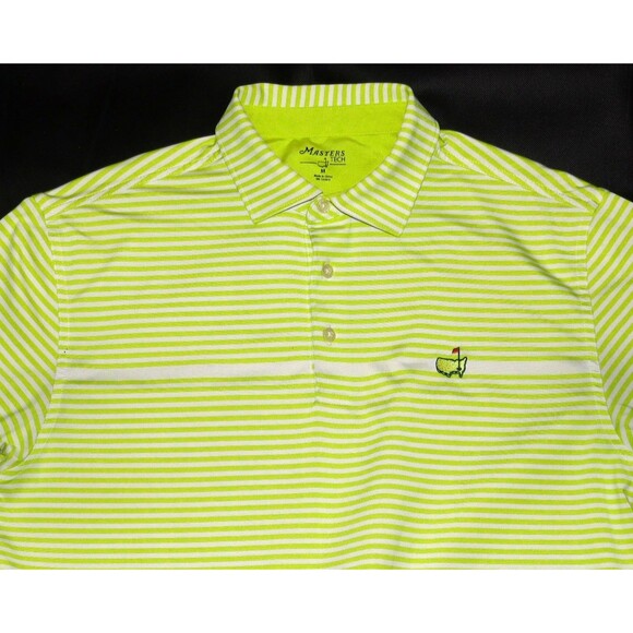 Masters Tech Men's Performance Short Sleeve Golf Polo Striped Shirt‎ Size Medium - Picture 2 of 8